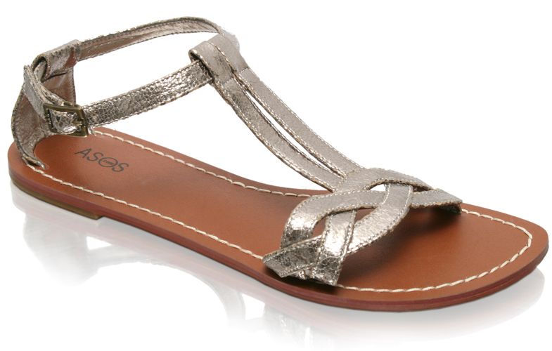 silver t bar flat sandals