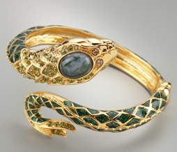 Roberto Cavalli Gold Serpent Bracelet with Strass Crystals