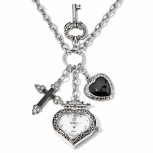 P.O.V. Charm Cluster and Heart Watch 29" Necklace