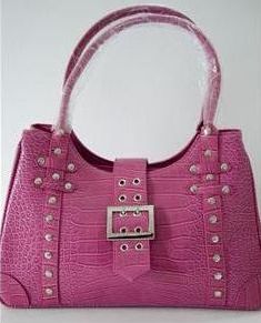 Pink faux croc handbag