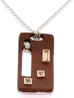 Sterling Silver and Brown Resin Topaz Crystal Necklace