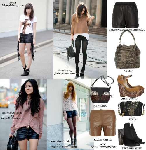 Leather shorts trend: style tips, fashion bloggers, street style photo