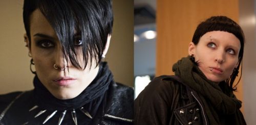 Lisbeth Salander played by Noomi Rapace (left) and Rooney Mara (right)