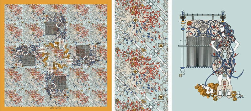 Gris Neutre silk scarf, Impression of Penelope
