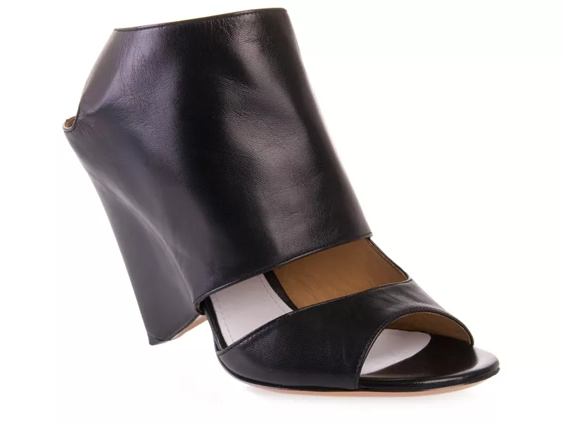 Black leather sandal boots