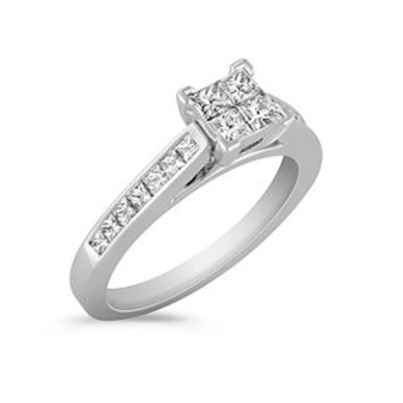 Cathedral Princess Cut shane engagement ring