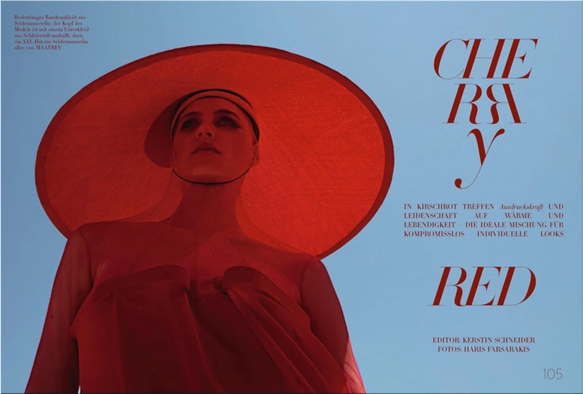 Greta Bultmann Commands 'Cherry Red' For Harper's Bazaar
