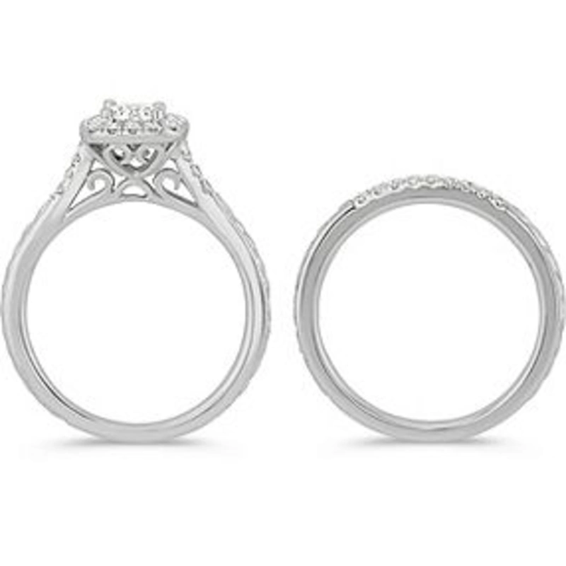 Halo Diamond Wedding Set