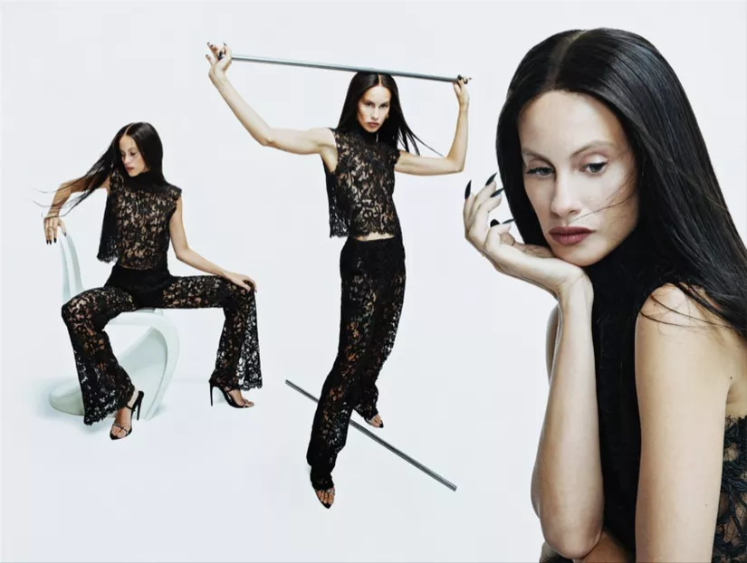 Milena Smit models stylish clothes for L'Officiel Italia
