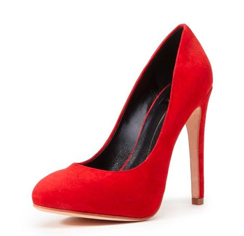 red suede pump