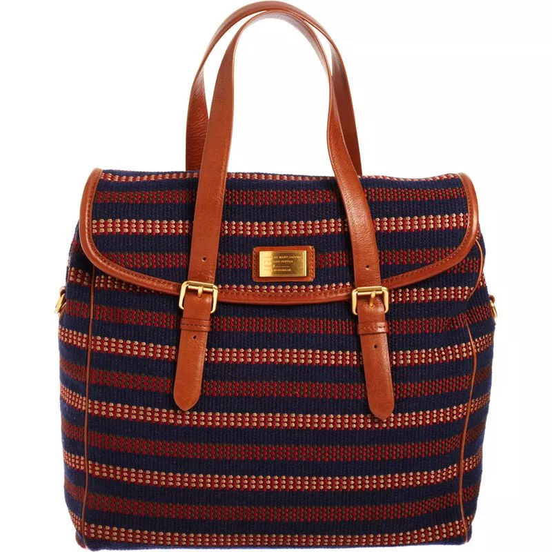 Striped canvas satchel