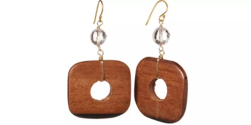 Wooden drop earrings