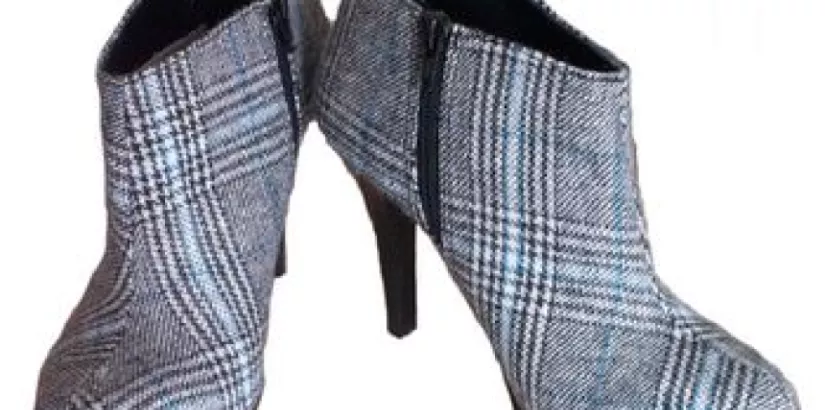 Plaid ankle boots