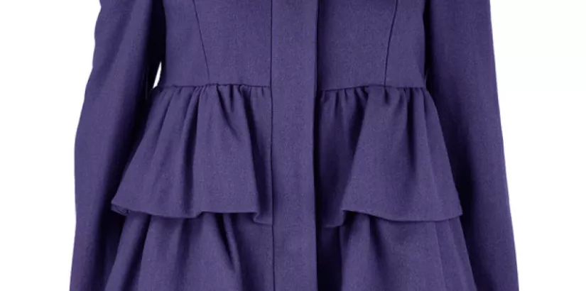 purple tiered coat at DP