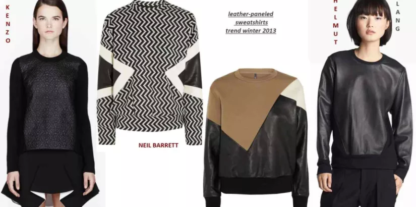 leather paneled sweatshirts in stores