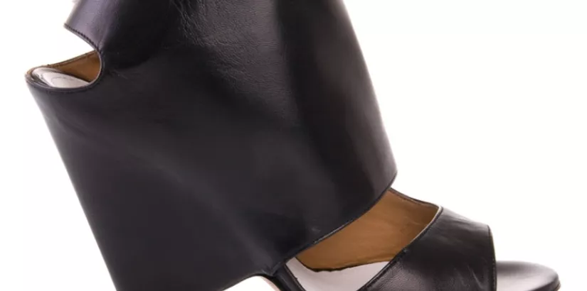 Black leather sandal boots