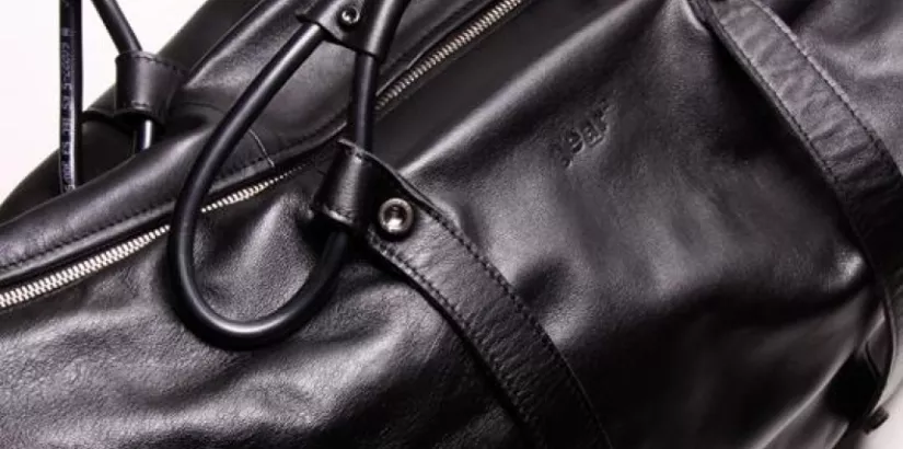 black leather messenger bag