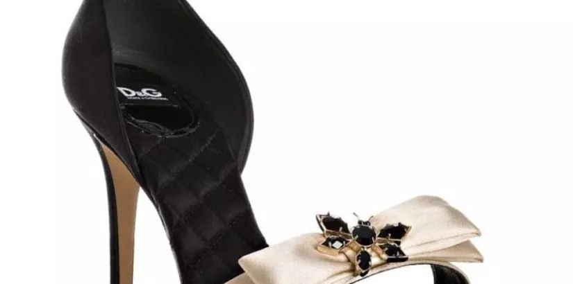 Black satin sandals