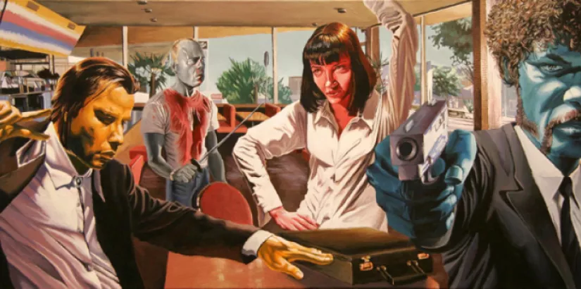 Artistically illustrated movie posters