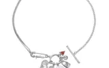 Guess Ladies Heart Safety Pin Charm Necklet