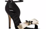 Black satin sandals
