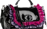 Patent-leather ruffle bag