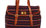Striped canvas satchel