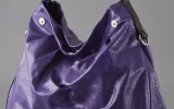 wrinkled patent-leather hobo bag